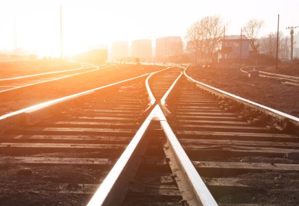 Railroad tracks at sunset